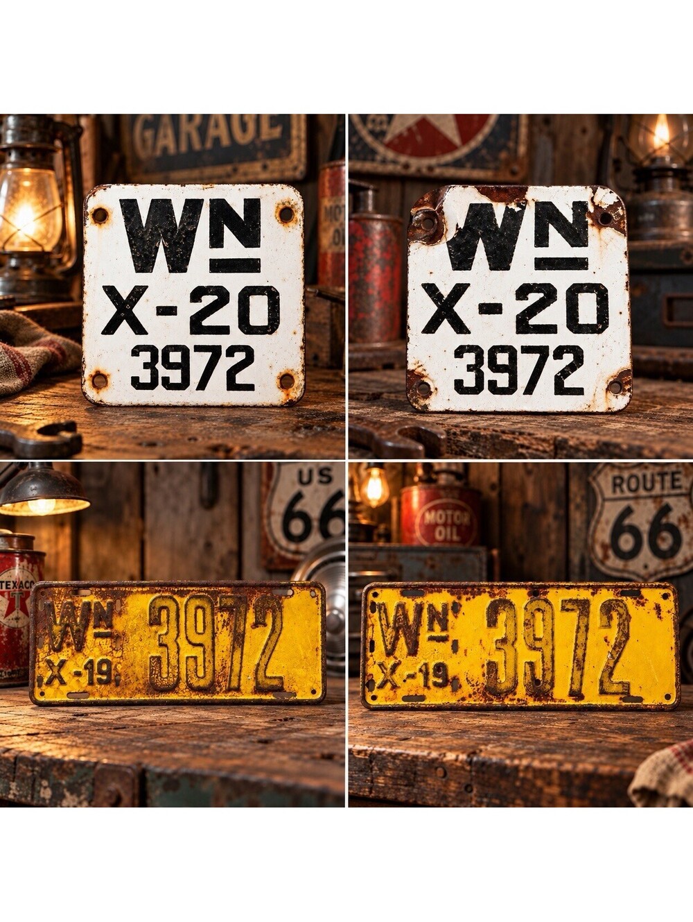 Antique 1919-20 WA License Plate Lot Original Auto Tags Historic Garage Decor